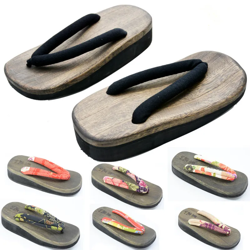 Geta Wooden Sandal - أحذية نسائية للتنكر بكعب متوسط على